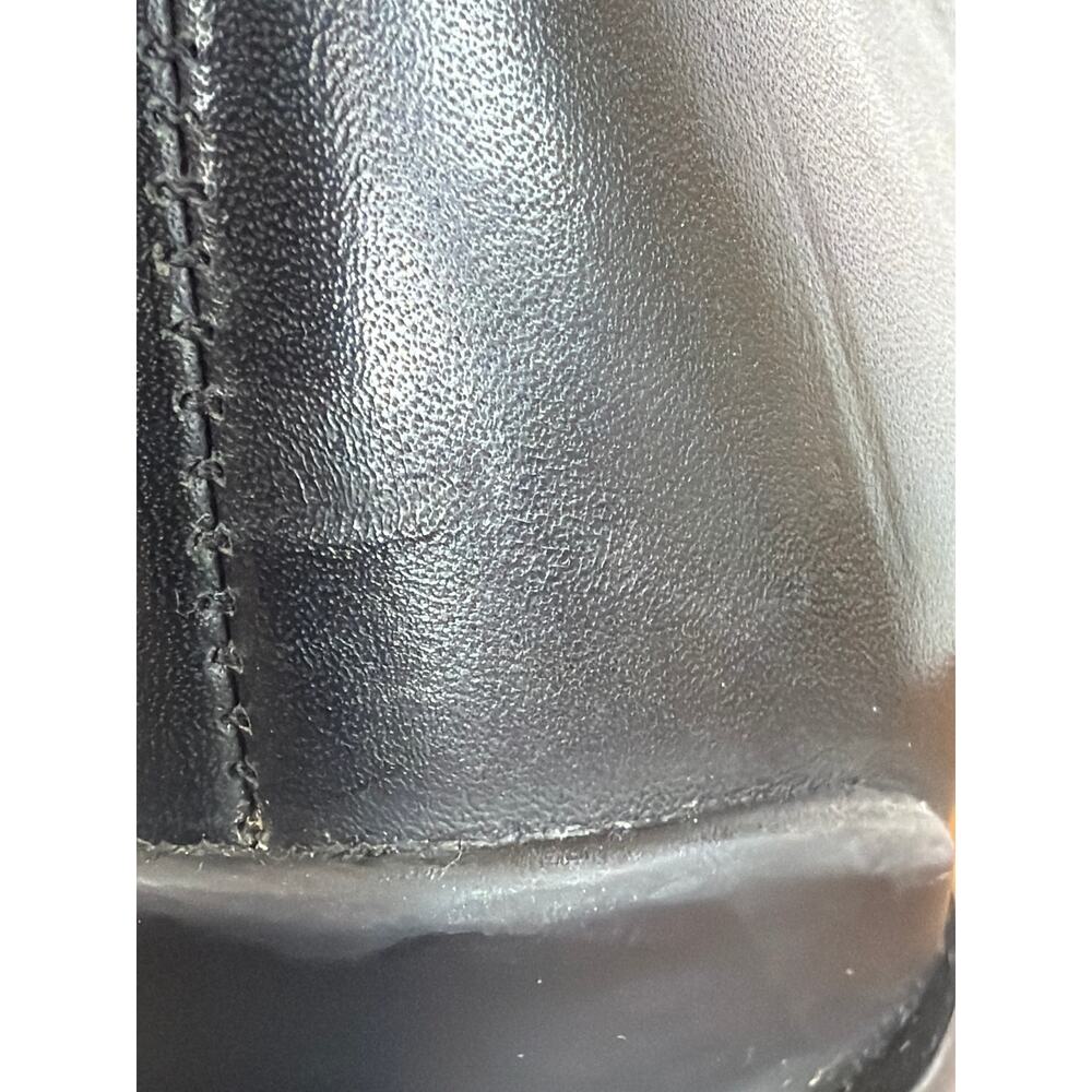 ECCO Black Leather Knee High Boots Chunky Heel Side Zip Square Toe Size 8 Brazil - Picture 8 of 10